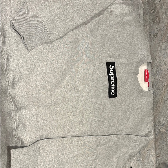 Supreme Heather Gray Crewneck Sweater with Textured Finish